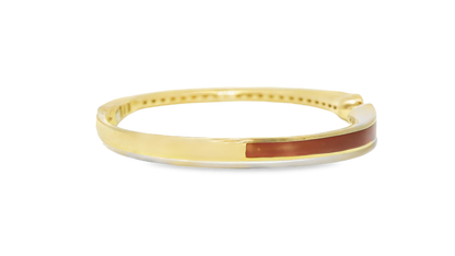 0.35CT Diamond Bangle with Red Enamel18k Yellow Gold