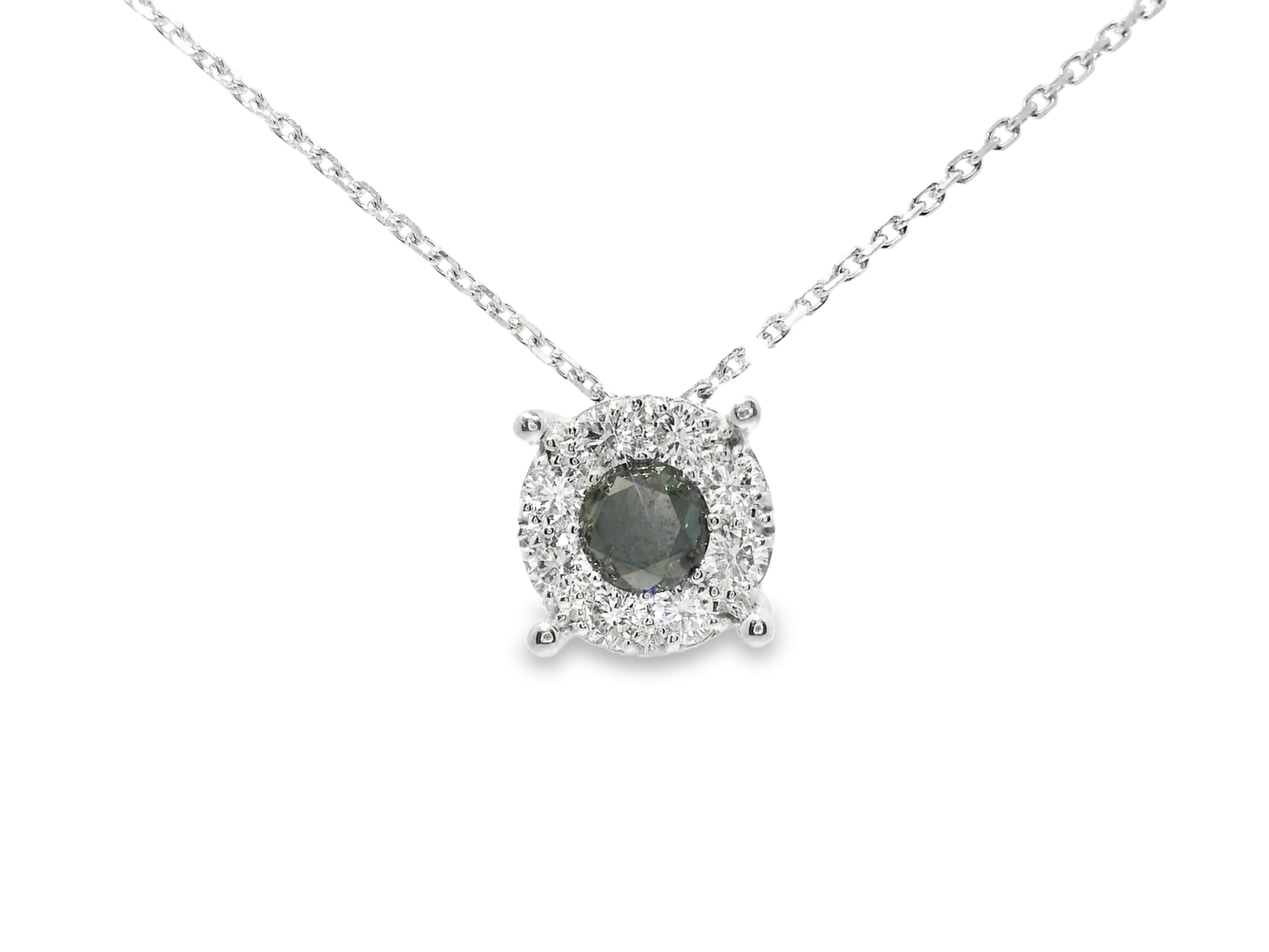 0.40CT Diamond 0.47CT Black Diamond 14k White Gold Pendant