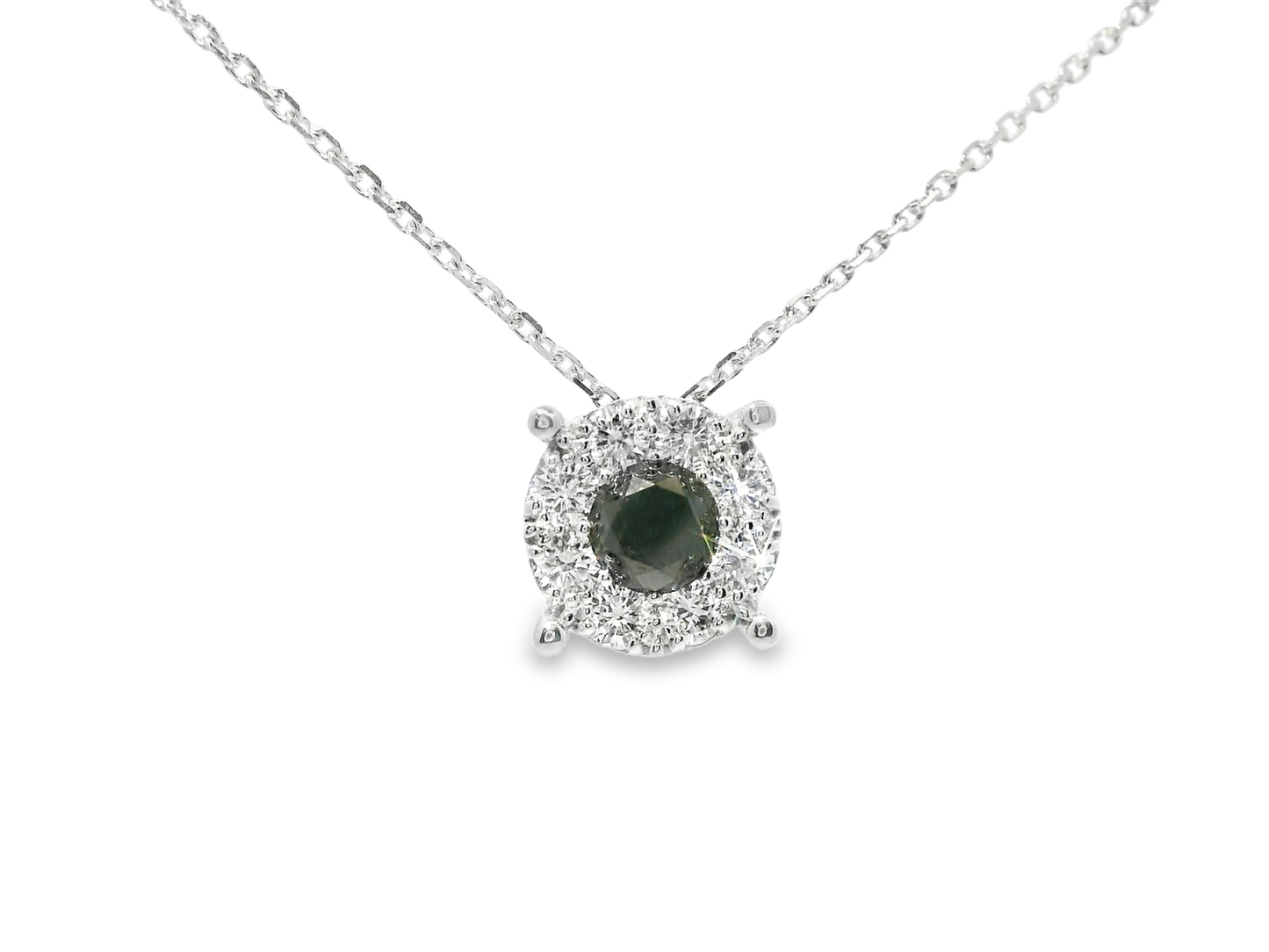 0.40CT Diamond 0.47CT Black Diamond 14k White Gold Pendant