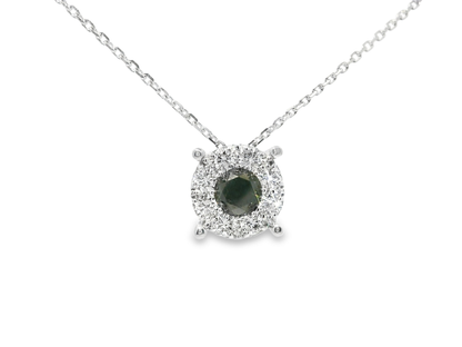 0.40CT Diamond 0.47CT Black Diamond 14k White Gold Pendant
