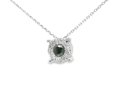 0.40CT Diamond 0.47CT Black Diamond 14k White Gold Pendant