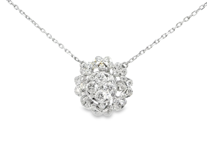 1.35CT Diamond Pendant 14k White Gold