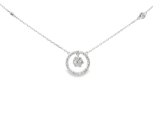 0.51CT Diamond Pendant 14k White Gold