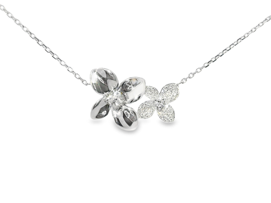 0.21CT Diamond Flower Pendant 14k White Gold