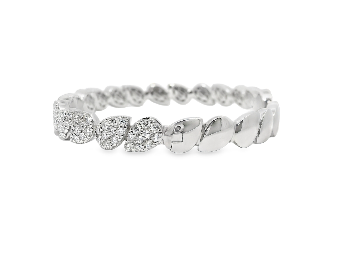 2.66CT Diamond Bangle 14k White Gold