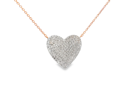 0.66CT Heart Diamond Pendant 14k Rose Gold