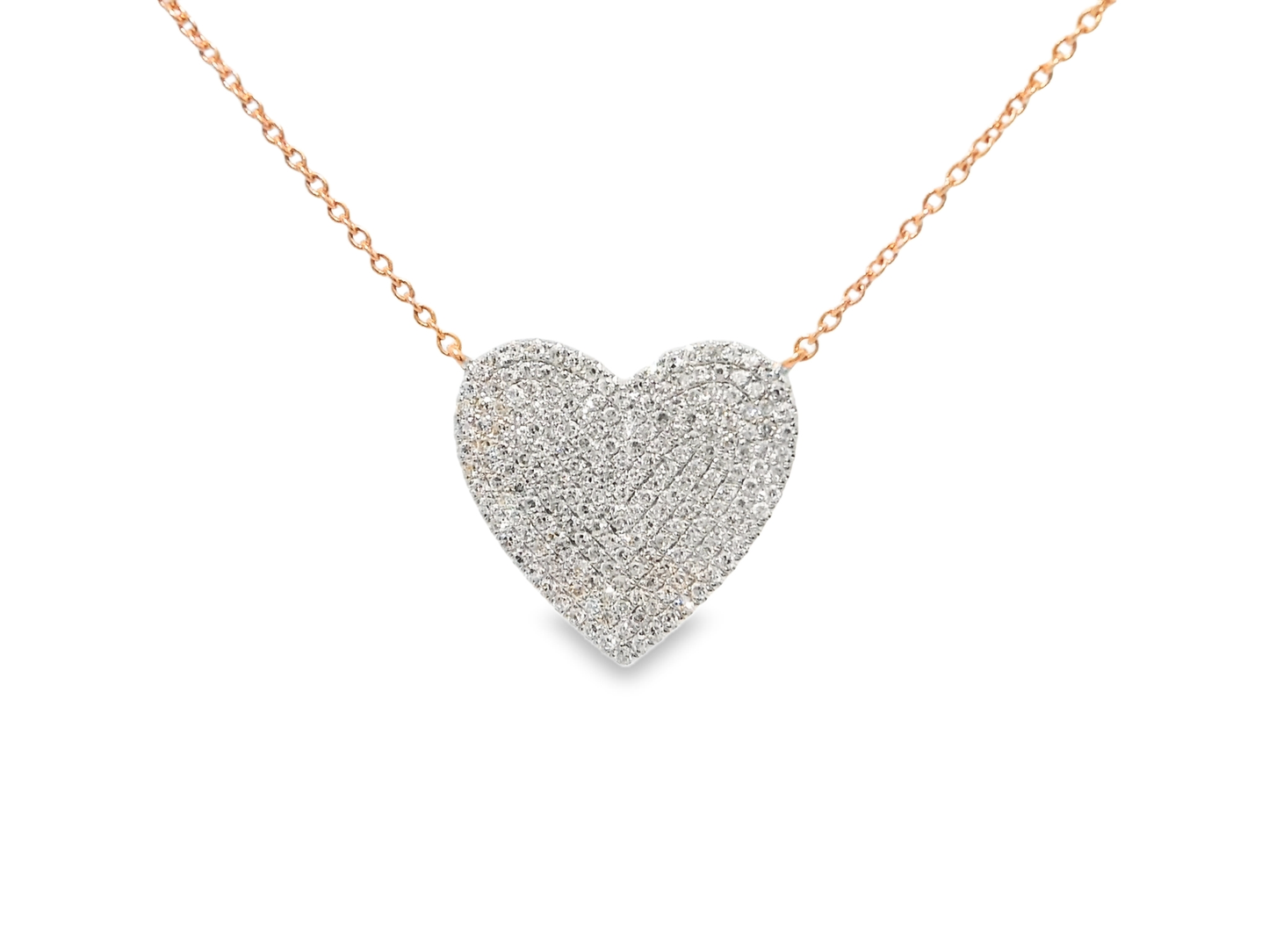 0.66CT Heart Diamond Pendant 14k Rose Gold