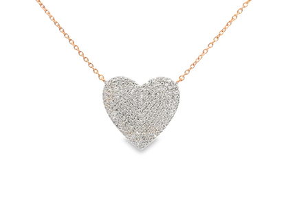 0.66CT Heart Diamond Pendant 14k Rose Gold