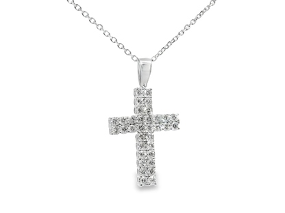 1.59CT Diamond Cross Pendant 14k White Gold
