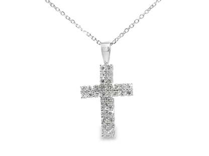 1.59CT Diamond Cross Pendant 14k White Gold