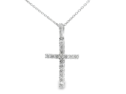 1.74CT Diamond Cross Pendant 14k White Gold