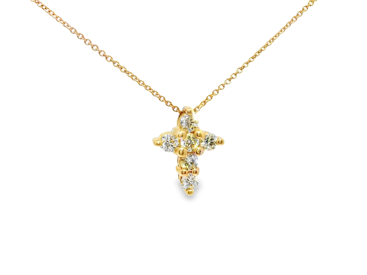 0.46CT Diamond Cross Pendant 14k Rose Gold