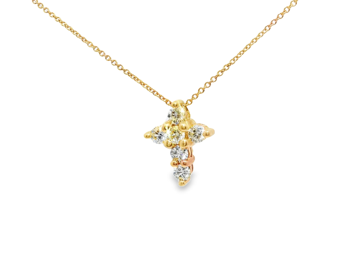 0.46CT Diamond Cross Pendant 14k Rose Gold