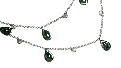 1.48CT Diamond 4.65CT Black Diamond Necklace 18k White Gold