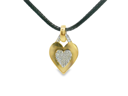 0.37CT Heart Charm Pendant 18k Yellow Gold