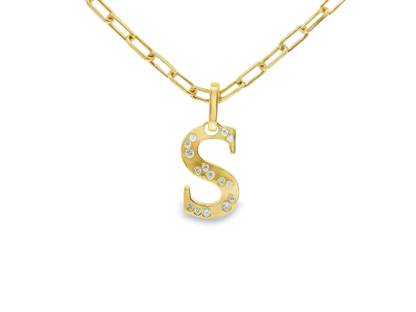 0.15CT Diamond S Letter Pendant 18k Yellow Gold
