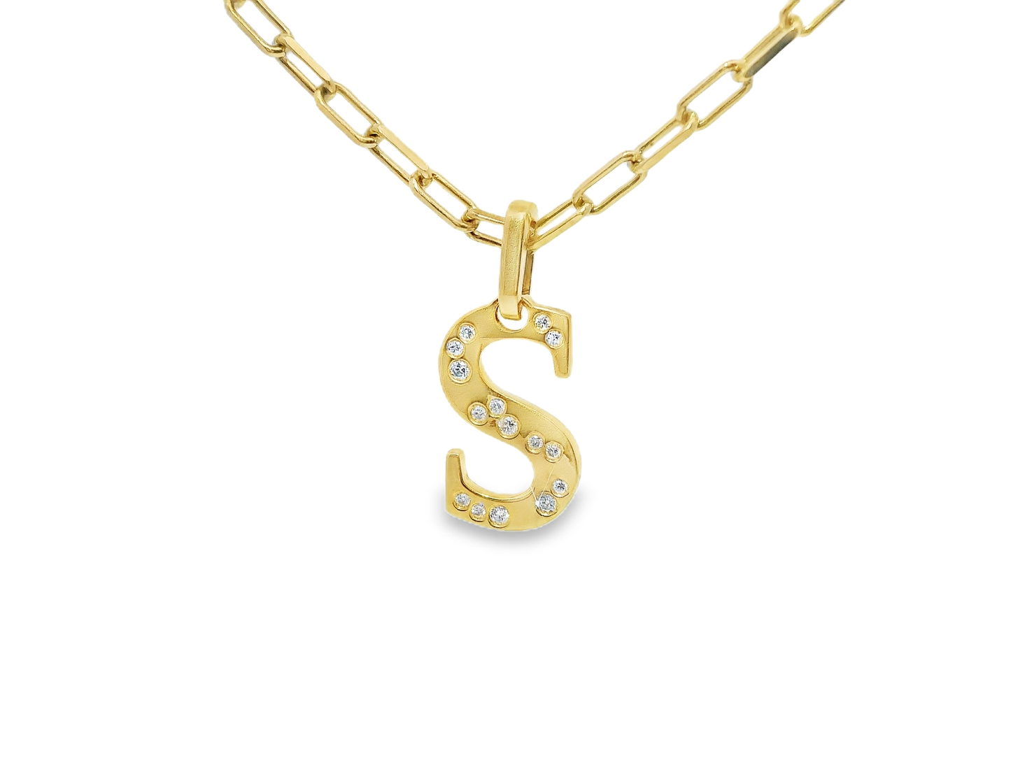 0.15CT Diamond S Letter Pendant 18k Yellow Gold