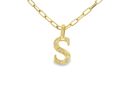 0.15CT Diamond S Letter Pendant 18k Yellow Gold