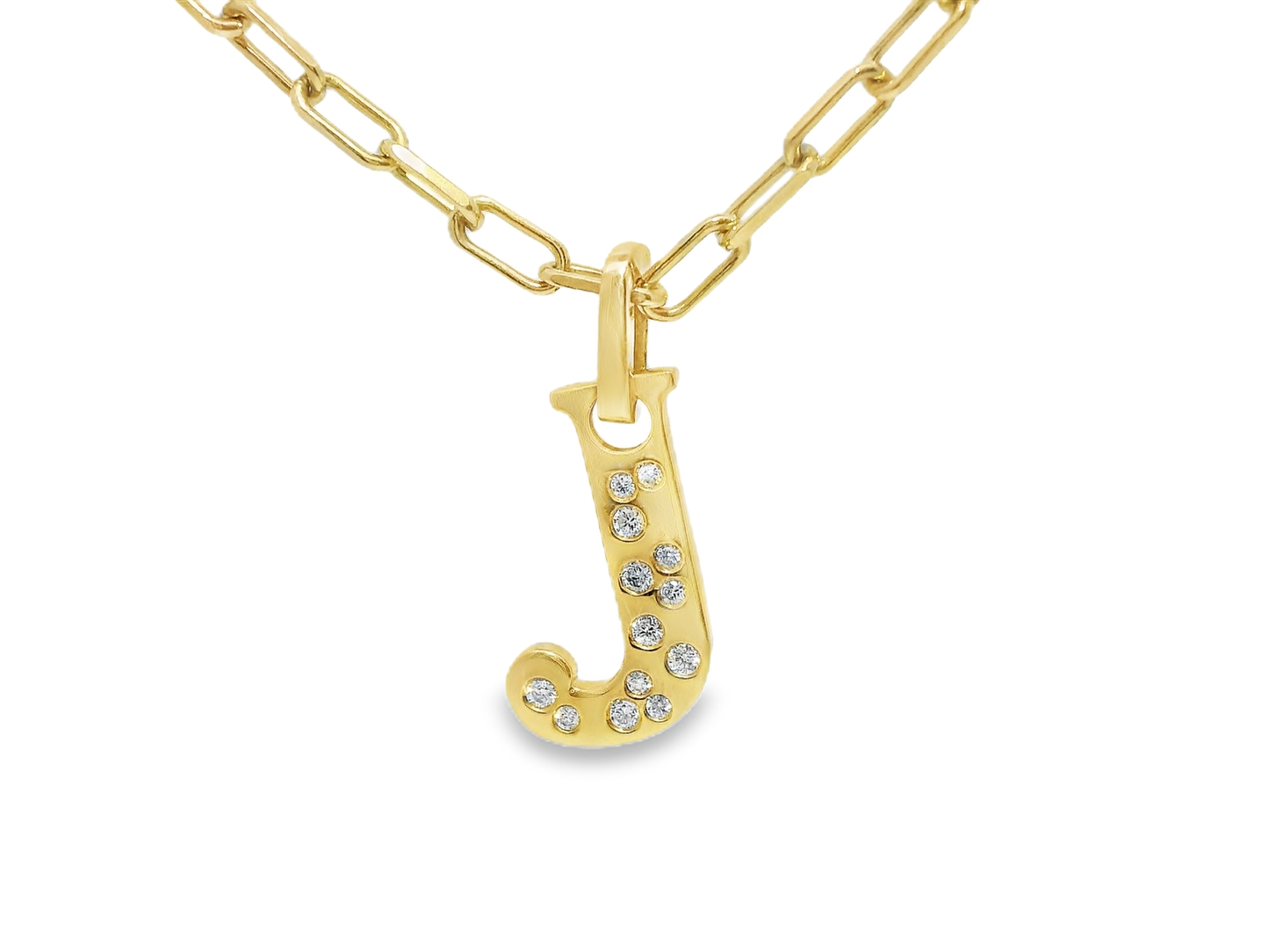0.14CT Diamond J Letter Pendant 18k Yellow Gold