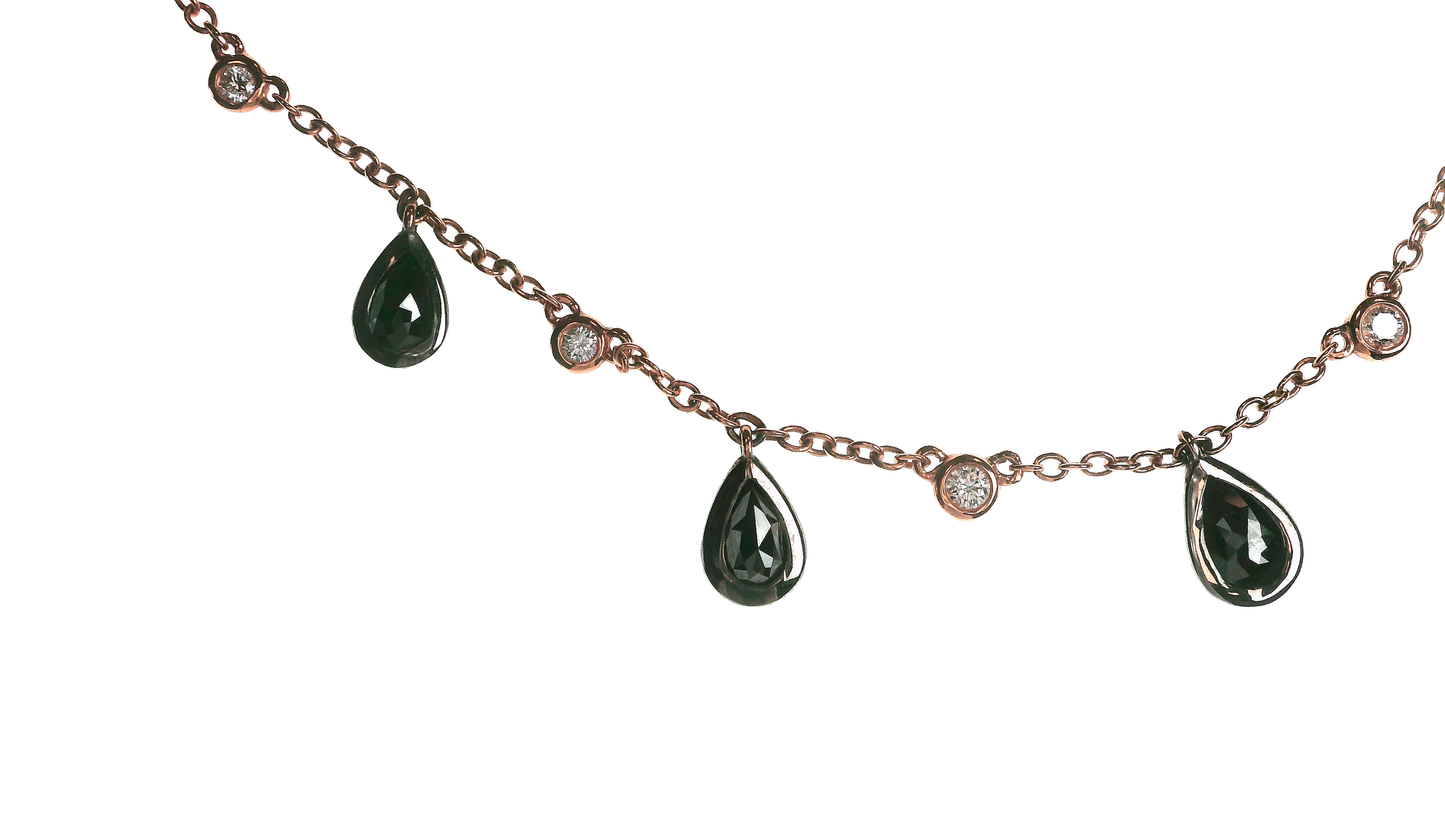 0.17CT diamond 1.08CT Black Diamond 18k Rose Gold Necklace