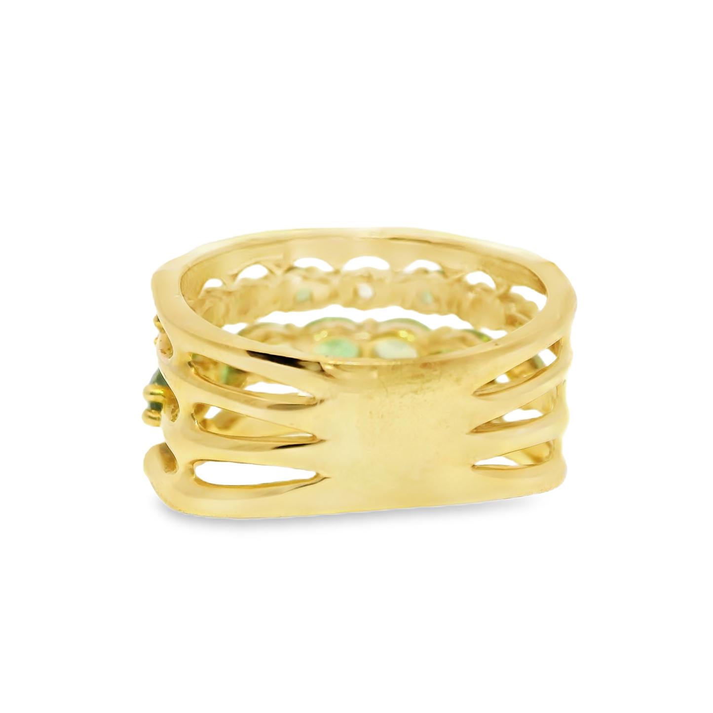 0.13CT Diamond 2.13CT Green Garnet Ring 14k Yellow Gold