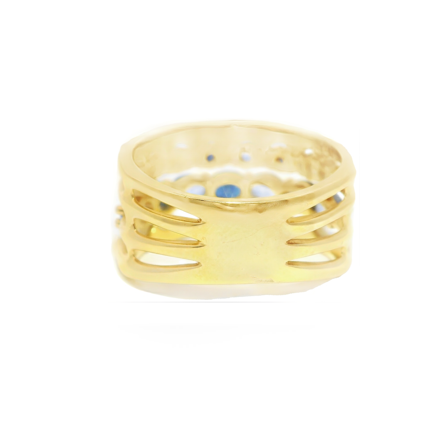 0.13 Ct diamond 2.01CT Blue Sapphire Ring 14k Yellow Gold