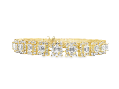 4.95CT Round 6.32CT Emerald cut Lab Diamond Bracelet  14k Gold