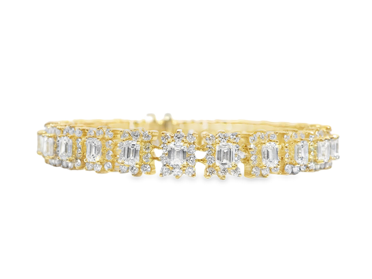 4.95CT Round 6.32CT Emerald cut Lab Diamond Bracelet  14k Gold