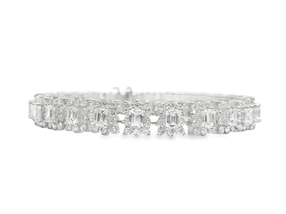 4.95CT Round 6.32CT Emerald cut Lab Diamond Bracelet  14k Gold