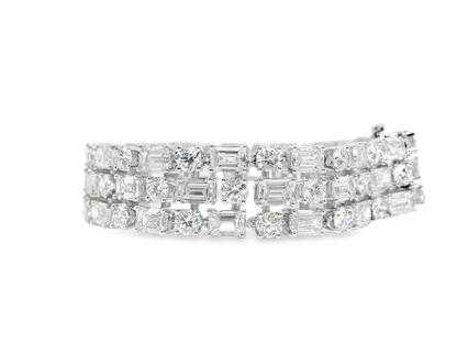 10.70CT Round 25.94CT Emerald Cut Lab Diamond Bracelet 14k White Gold