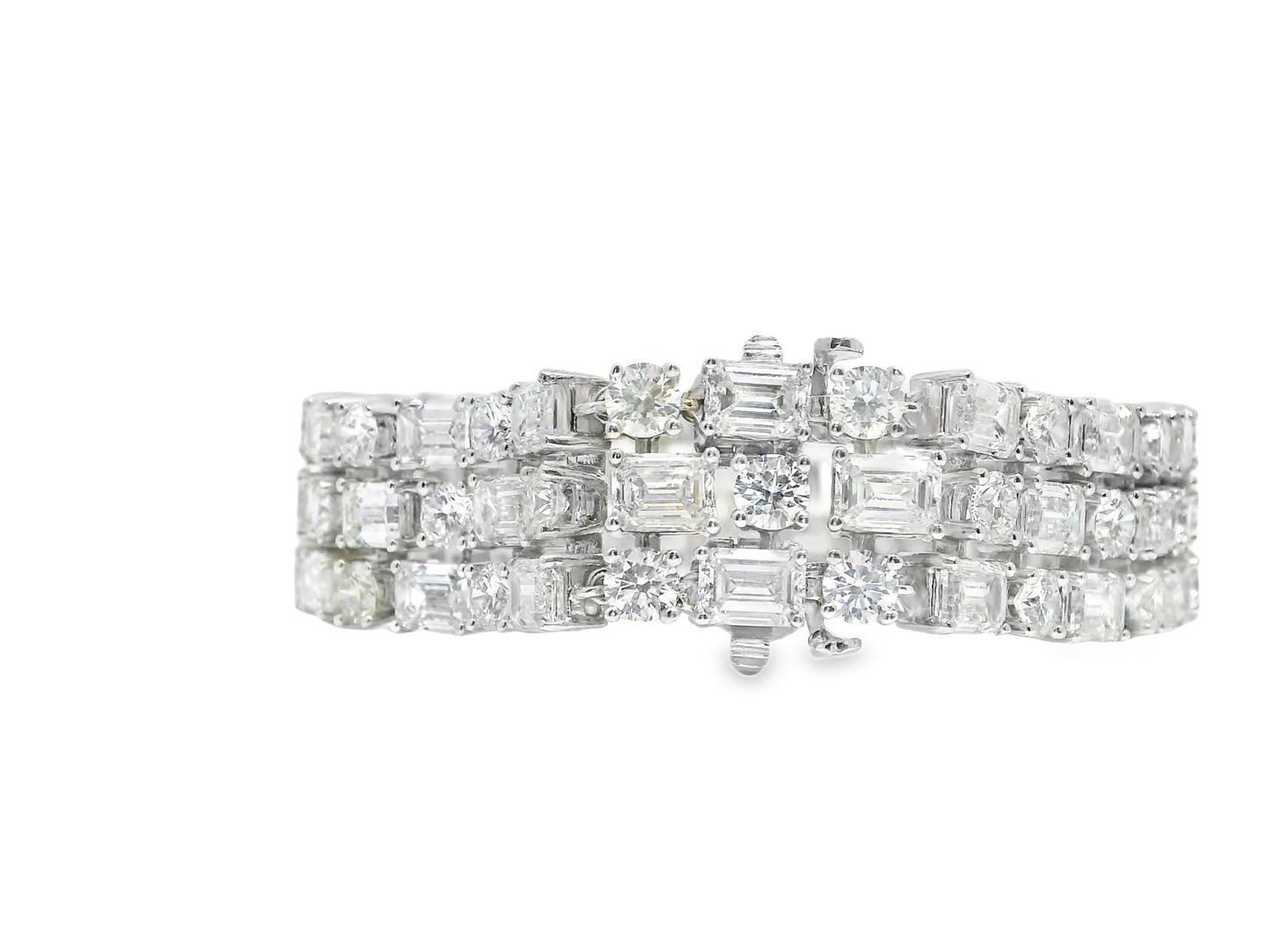 10.70CT Round 25.94CT Emerald Cut Lab Diamond Bracelet 14k White Gold