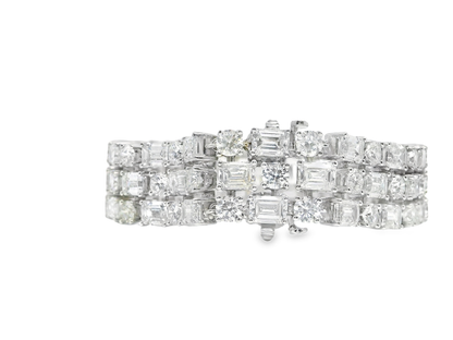 10.70CT Round 25.94CT Emerald Cut Lab Diamond Bracelet 14k White Gold