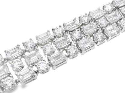 10.70CT Round 25.94CT Emerald Cut Lab Diamond Bracelet 14k White Gold