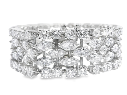 17.14CT Round 24.39CT Marquis Lab Diamond Bracelet 14k White Gold