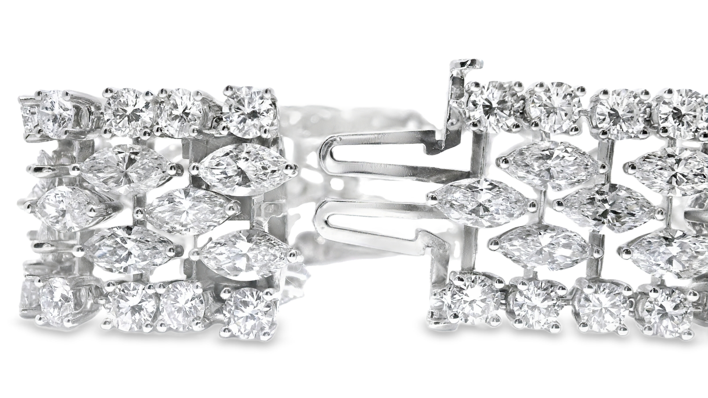 17.14CT Round 24.39CT Marquis Lab Diamond Bracelet 14k White Gold