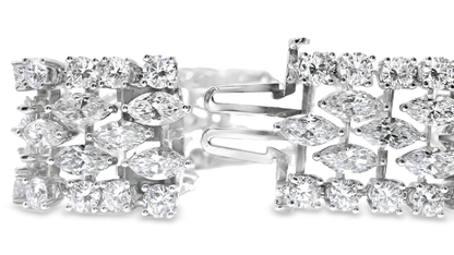 17.14CT Round 24.39CT Marquis Lab Diamond Bracelet 14k White Gold