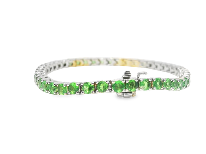 7.84CT Tsavorite Bracelet 14k White Gold