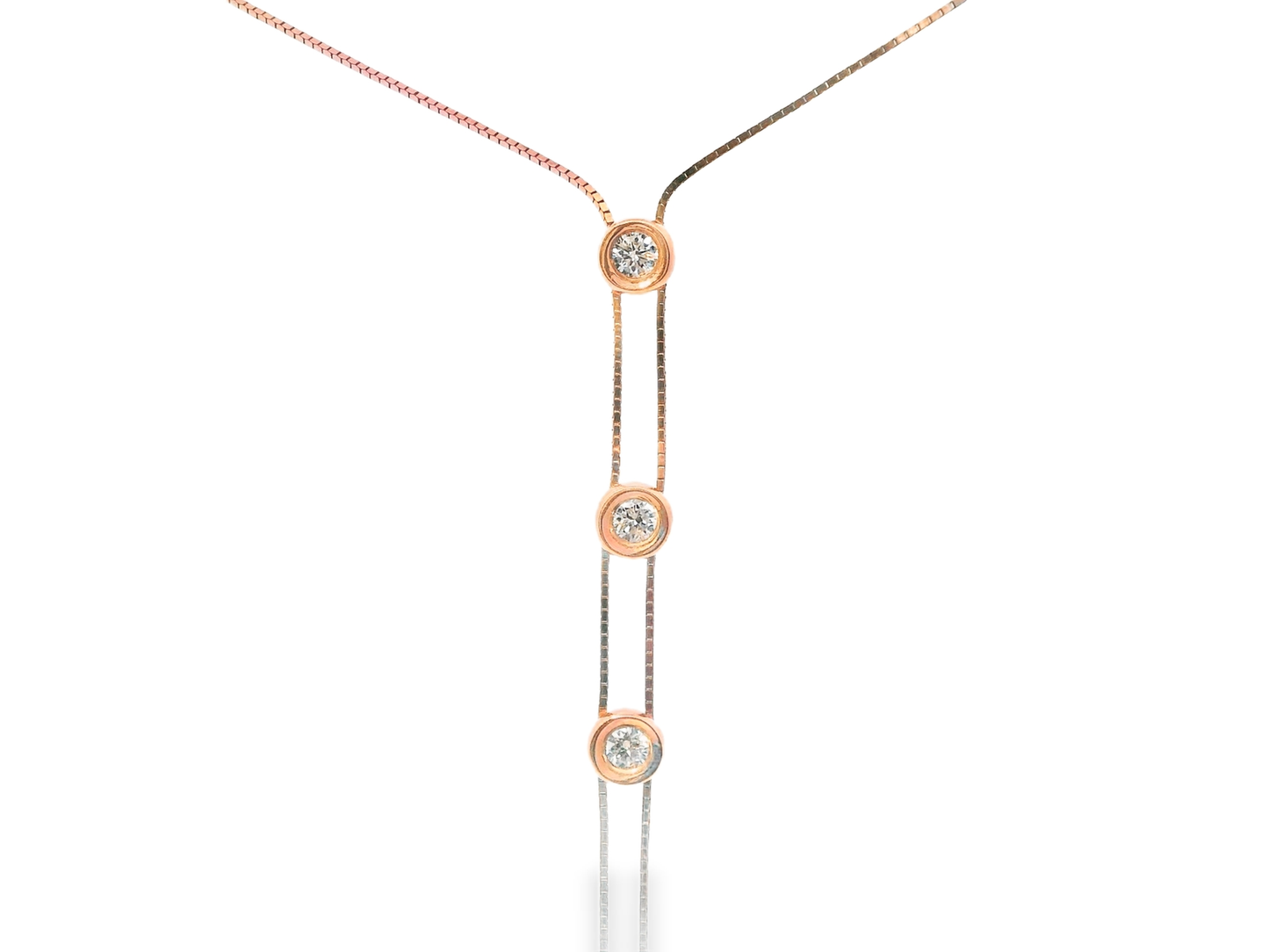 0.42CT Bezel Lariat Pendant 14k Rose Gold