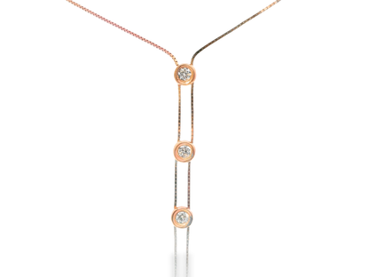 0.42CT Bezel Lariat Pendant 14k Rose Gold