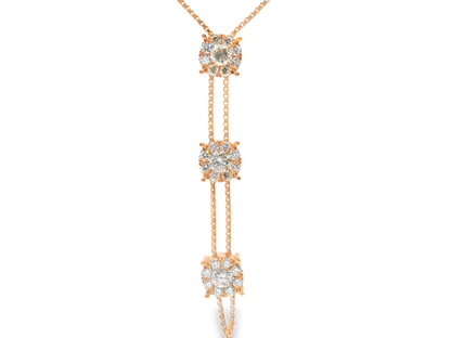 1.57Ct diamond Lariat Pendant 14k Rose Gold