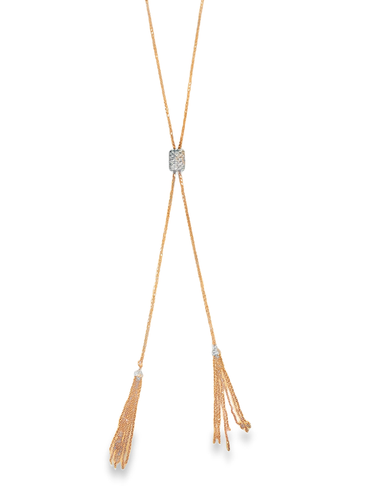 0.48CT Diamond Lariat Pendant 14k Rose Gold