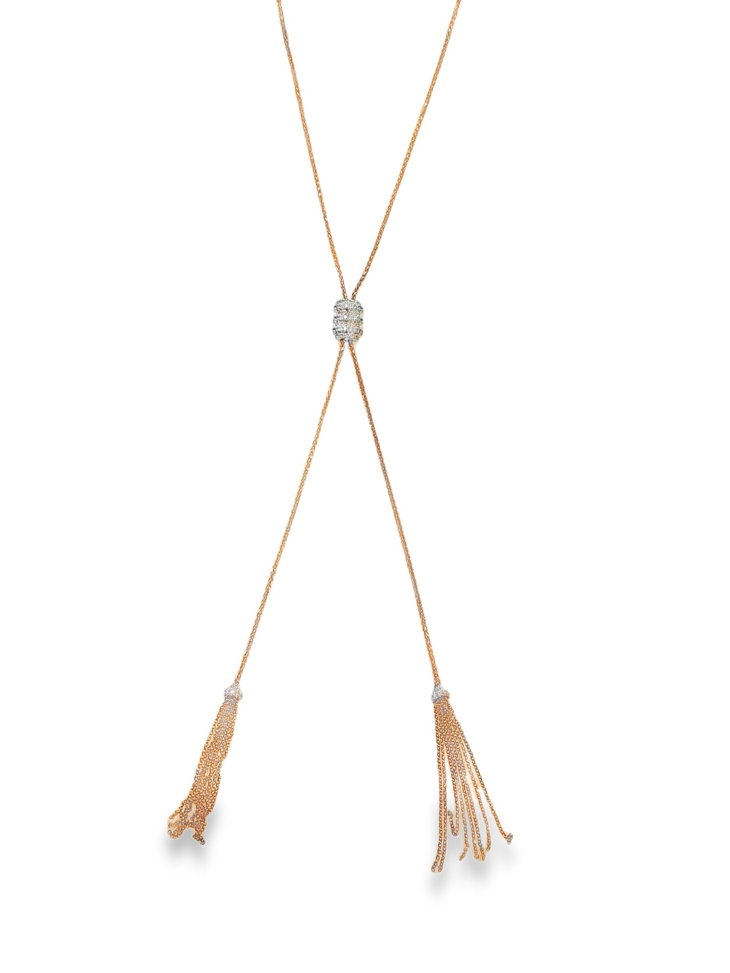 0.49CT Diamond Lariat Pendant 14k Rose Gold