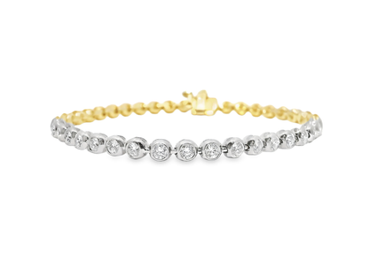 1.06CT Diamond Bracelet 14k Yellow Two tone Gold