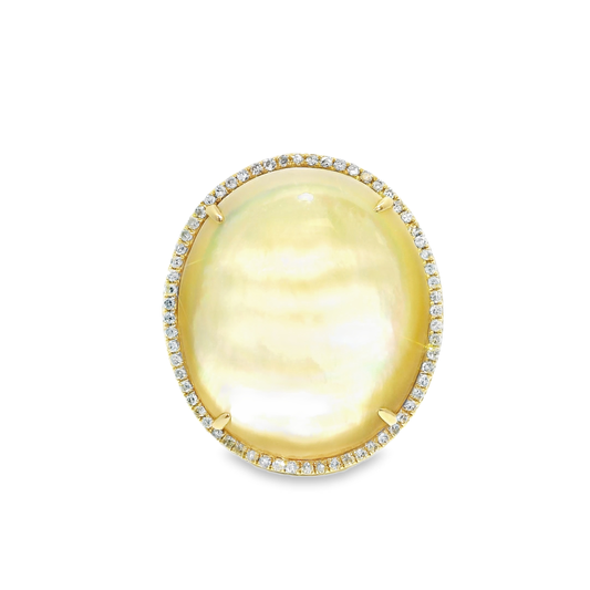 0.20CT Diamond 12.43CT Yellow MOP 14k Yellow Gold