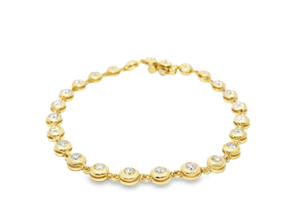 2.05CT Diamond Bezel Bracelet 14k Yellow Gold