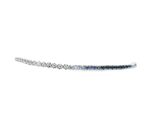 0.58CT Diamond 1.00CT Blue Sapphire Bracelet 14k White Gold