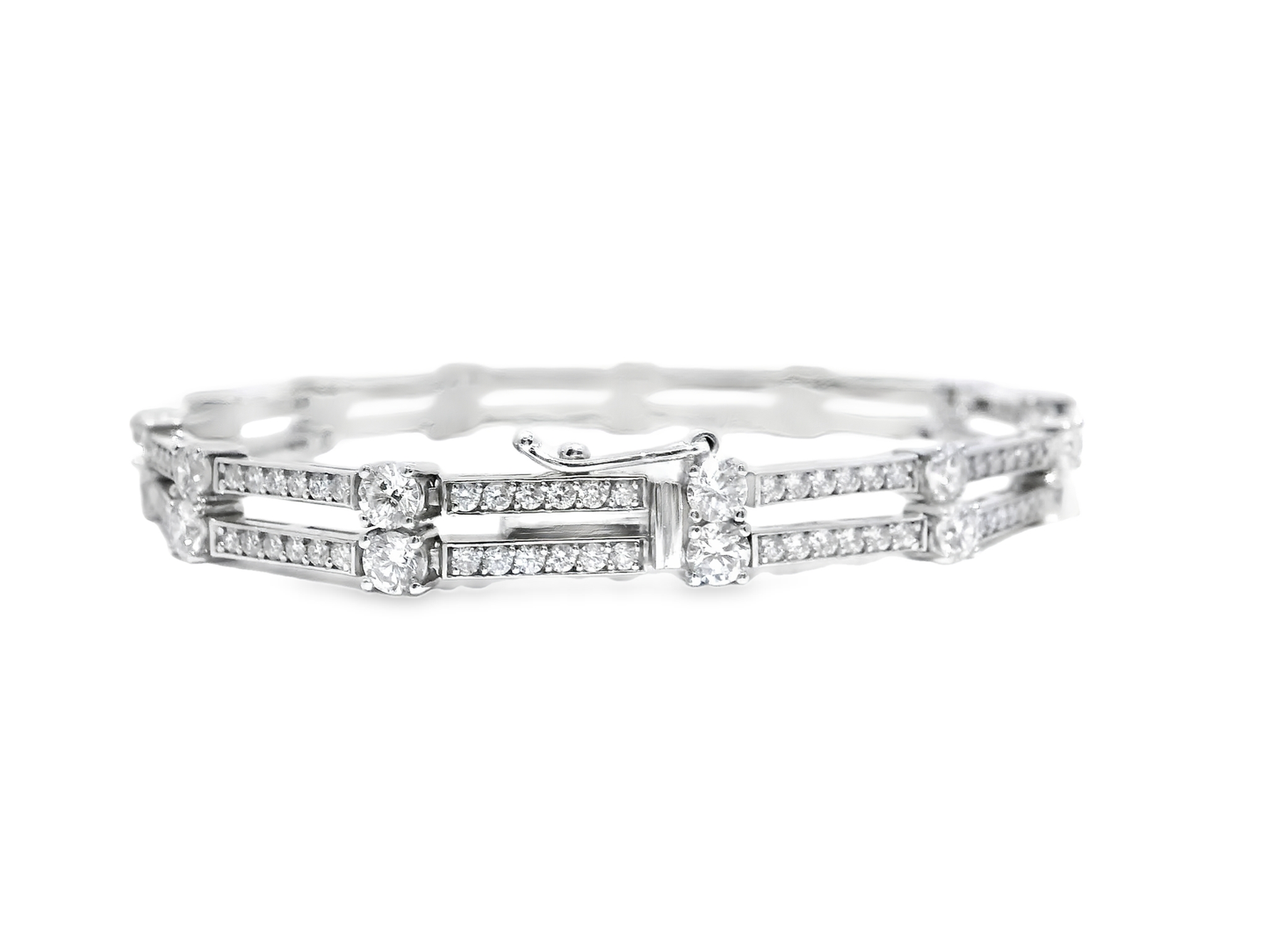 5.44CT Diamond 2 Row Bracelet 14k White Gold