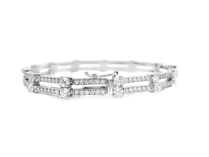 5.44CT Diamond 2 Row Bracelet 14k White Gold