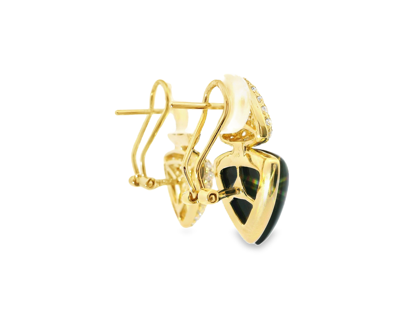 1.51CT Diamond Earring with Black Onyx 14k Yellow Gold