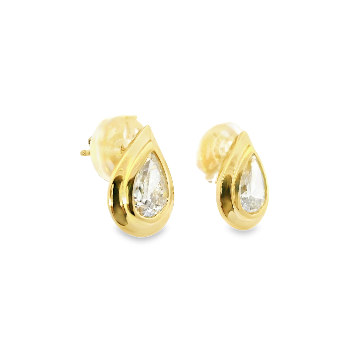 1.45CT Lab Diamond Pear Shape Earring 14k Yellow Gold